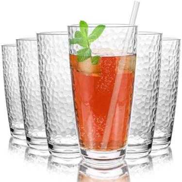 Imagem de Zioffiel 6 peças de copos de plástico de 680 g, copos de acrílico com canudo e escova PP, livre de BPA, lavável na lava-louças, copos de água empilháveis, copos transparentes para suco, vinho (680 g-6