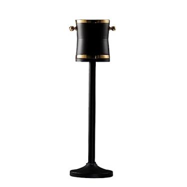 Imagem de Balde de gelo para festas luxuoso grande balde de champanhe de aço inoxidável com suporte alto, acabamento em preto fosco, recipiente de gelo de 60 cm de altura balde de vinho
