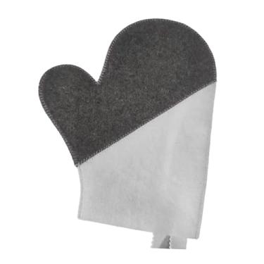 Imagem de Fenteer Acessório de sauna de feltro para homens e mulheres, isolamento térmico absorvente cinza e branco para casa de banho, banheira de inverno, banheiro, Luva Cinza E Branca