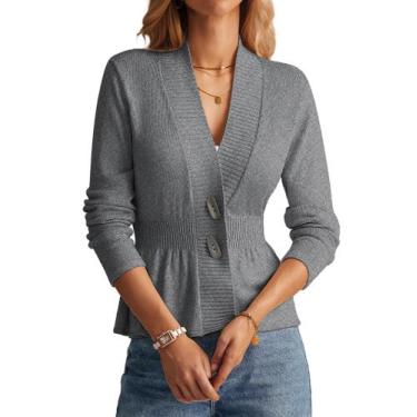 Imagem de Suéter GRACE KARIN 2025 Button Down Grey Lightweight
