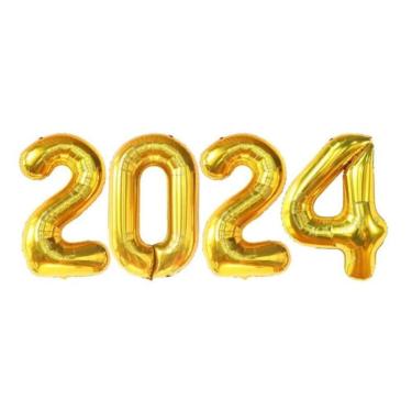 Imagem de Balão Metalizado Reveillon 2024 Dourado 40Cm