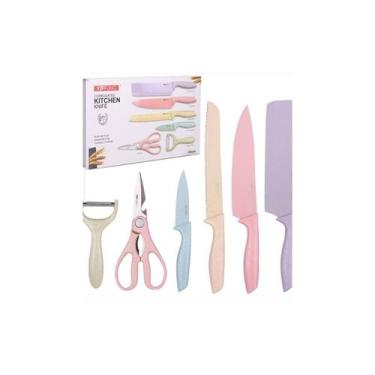 Imagem de Conjunto de facas revestidas de cerâmica, 6 peças de aço inoxidável - 