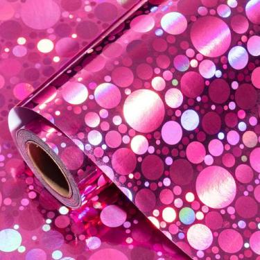Imagem de Embrulho de presente LeZakaa Pink Holographic Foil Roll 43 cm x 10 m
