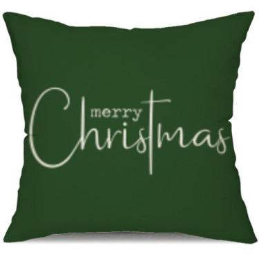 Imagem de Capa de travesseiro de Natal Allorry 46x46 cm, algodão verde, linho