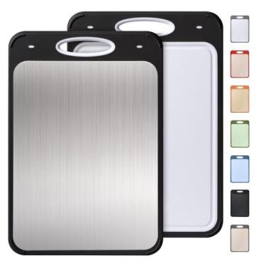 Imagem de Tábua de corte Socisen 2 em 1 de aço inoxidável com alça