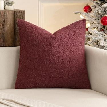 Imagem de Capa de travesseiro MIULEE Texturizada Boucle Christmas Borgonha Verme