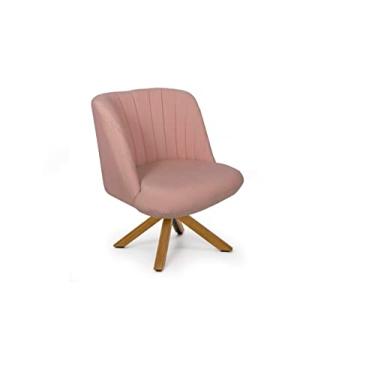 Imagem de Poltrona Munique algodão rosa giratória madeira