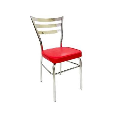 Imagem de Cadeira de COZINHA com reforço cromada assento grosso cor vermelho - P