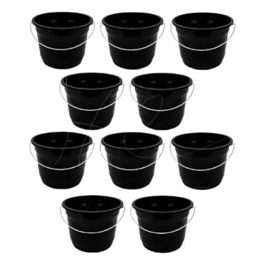 Imagem de Kit Balde Preto Alça Reforçada 5 Litros Lavar Roupas Plastico(10 Peças)