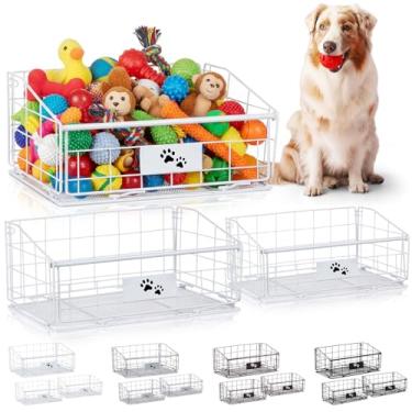 Imagem de Mimorou Conjunto de 3 cestos de brinquedo de metal para cães, caixa dobrável de vários tamanhos, organizador de recipientes de armazenamento para sala de estar, acessórios decorativos para animais de