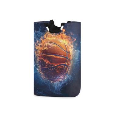 Imagem de YETTASBIN Cesto de roupa suja de basquete, impermeável, dobrável, cesta de armazenamento de brinquedos com alça para banheiro, quarto, lavanderia, sala de jogos