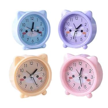 Imagem de Despertador colorido em forma de gatinho — Despertador silencioso para cabeceira Envio aleatório(Envio aleatório)