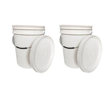 Imagem de Conjunto de balde de plástico branco de 20 litros em duas peças, com tampa e anel de vedação
