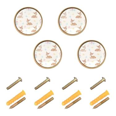 Imagem de Burbuja Maçanetas de armário de cozinha Fawn, pacote com 4, puxadores redondos de 3,5 cm, puxadores de cômoda com parafusos para armários de cozinha, quarto, armário