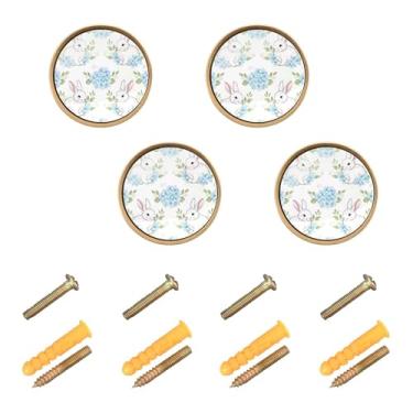 Imagem de Burbuja Maçanetas de armário de cozinha Bunny Pacote com 4, puxadores de gaveta redonda de 3,5 cm com parafusos para armários de cozinha e quarto