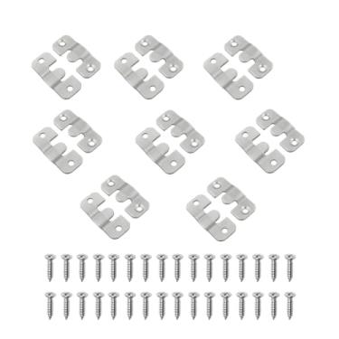 Imagem de Ganchos interligados para pendurar fotos de aço inoxidável resistente gancho para moldura de foto grande fivela de móveis conector de cabeceira de parede (8 pares)