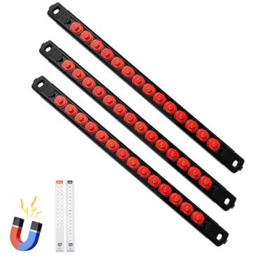 Imagem de Reniteco Organizador de soquete magnético, trilho de soquetes ABS de 3 peças de 1/10.2 cm, suporte de soquetes resistentes, kit de rack de soquete de 1/10.2 cm x 42 clipes