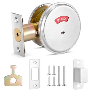 Imagem de 1 fechadura com indicador de ocupação em uso com indicador de privacidade de fechadura comercial vazia, trava de aço inoxidável 304 para banheiro e escritório, serve para portas de 4,5 a 3,5 cm de