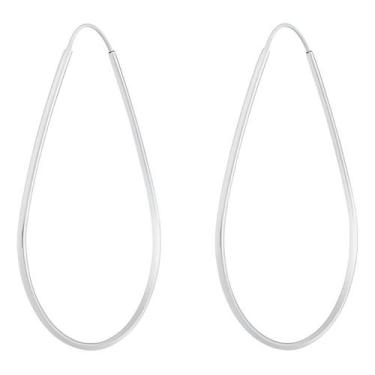 Imagem de Brinco Par De Argola Gota Fio Quadrado 5,5cm Em Prata 925 - Loja das P