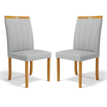 Imagem de Kit Com 2 Cadeiras Aurora Madeira Maciça Estofadas Para Mesa De Jantar