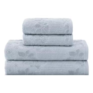 Imagem de Jogo de Toalhas de Banho Aveludadas 100% Algodão 4 Peças Alta Absorção Macias(Cinza)