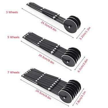 Imagem de Divisor de Massa para Pizza Ajustável com Rodas Aço Inoxidável Rolo Flexível Borda Afiada Pães Torta Ferramentas Cozinha