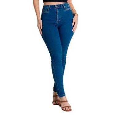 Imagem de Calça Jeans Feminina Sawary Plush Up Modelagem Ajustada Azul-Feminino