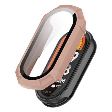Imagem de ZUC Capa protetora de vidro para Xiaomi Mi Band 9 antiarranhões, protetor de tela de PC para Mi Band 9, capa de relógio (Rosa-1)