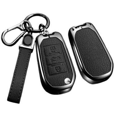 Imagem de Porta-chaves chaveiro compatível com peugeot 208 2008 301 308 3008 rcz 508 408 2008 307 capa protetora de couro para chave de carro(C-black keyring)