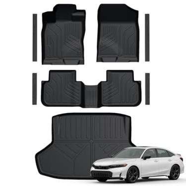 Imagem de GALVAGNITE Tapetes para Honda Civic Sedan 2022-2026, tapetes para todos os climas, forro de carga para porta-malas e acessórios de protetores de peitoril de porta, conjunto de cobertura total (apenas