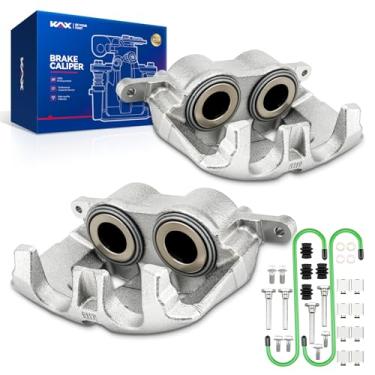 Imagem de KAX Conjunto de pinça de freio a disco dianteiro esquerdo e direito com suporte serve para Ford F-150 2012 2013 2014 2015 2016 2017 2018 2019 2020, substitui # 185404 185405