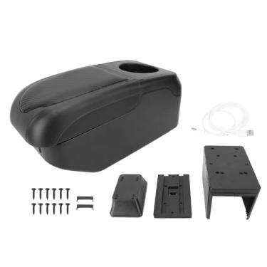 Imagem de Keenso Caixa de Armazenamento de Apoio de Braço de Carro, Caixa de Apoio de Braço Universal, Armazenamento de Camada Dupla de Material ABS Com 6 Portas de Carregamento USB, para Carro de (Preta)