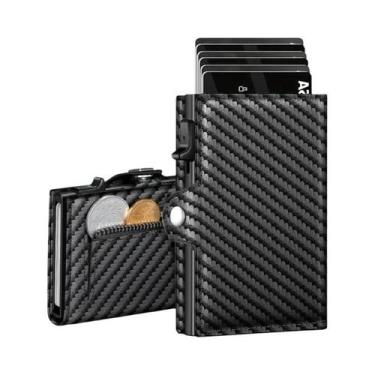 Imagem de Carteira Metálica Antifurto RFID De Grande Capacidade Com Clip Automát