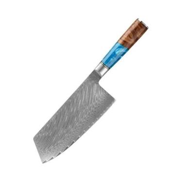 Imagem de Conjunto De Facas De Cozinha Em Aço Damasco VG10 Japonês Com Cabo Azul