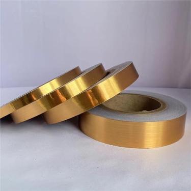 Imagem de GQQGSHOP Borda de parede autoadesiva de 50 m à prova d'água, painéis de parede, moldura de porta de teto, decoração de interiores de linha de cintura (ouro escovado, 1 cm (L))