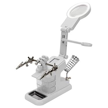 Imagem de KIMISS Lupa LED de Mesa Viva-voz Com Luz para Leitura, Inspeção, Soldagem e Reparo – 3 Opções de Lentes, Clipe Ajustável (Branco)