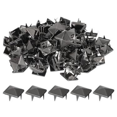 Imagem de Generic 80 peças de rebites de pirâmide quadrados, pontas de quatro garras de 12 mm, pontos de pregos punk rock de cobre para bolsa de roupas sapatos de couro (preto metálico)