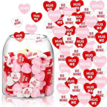 Imagem de Whaline 240 peças de enchimento de vaso de coração para dia dos namorados, rosa, vermelho, branco, conversa, coração, arranjo floral, peça central de acrílico para festa, casa, mesa, vela flutuante