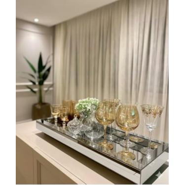 Imagem de Bandeja Vidro Prata Espelhada Sala Decoração 50x25