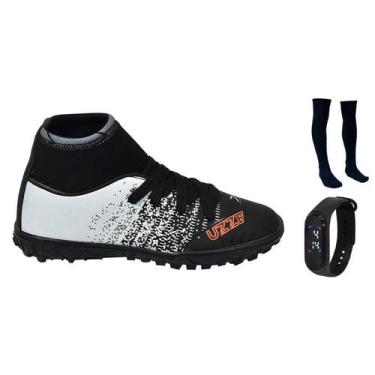 Imagem de Chuteira Society Infantil Botinha Cano Alto Grama Sintética Sosaite Fu