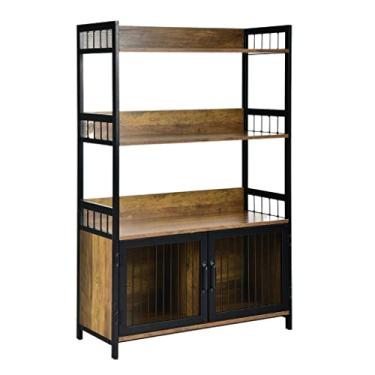 Imagem de Prateleira de cozinha industrial para micro-ondas de 3 camadas com armário de armazenamento, móveis multifuncionais (D conforme mostrado)