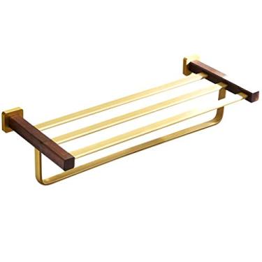 Imagem de Prateleiras flutuantes toalheiro de nogueira preta, prateleiras montadas na parede de banheiro, decoração de parede de estilo nórdico, prateleira flutuante multifuncional, rolamento de carga 10 kg