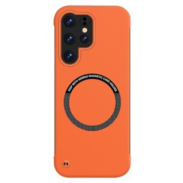 Imagem de LTLMYDAM Capa magnética para Samsung Galaxy S26 Ultra/S26 Plus/S26, capa fina de carregamento sem fio, sem moldura, fosco com absorção de choque, laranja, S26
