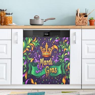 Imagem de ATTX Máscara Mardi Gras capa magnética para lava-louças | Adesivo decorativo de eletrodomésticos de 58 x 66 cm para armários domésticos e eletrodomésticos (92)