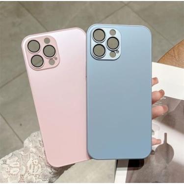 Imagem de Capinha de Vidro Reforçada para iPhone com Proteção Completa da Câmera com Design Premium Resistente a Riscos (Azul Claro, iphone 15 pro max)