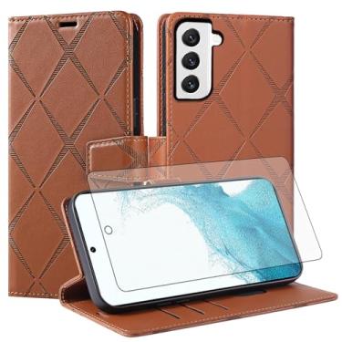 Imagem de Asuwish Capa de telefone para Samsung Galaxy S22 5G capa carteira com protetor de tela de vidro temperado PU couro sintético flip porta-cartão de crédito slot suporte robusto celular S 22 22S 4G G5