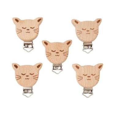 Imagem de Clipes De Chupeta De Madeira De Bétula Para Bebês 5 Peças Acessórios D