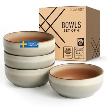 Imagem de Ava Nord Conjunto de tigelas de cereais de cerâmica de 118 a 600 ml para sopa, salada, sobremesa ou sorvete - empilháveis, seguras para lava-louças e micro-ondas, tigelas pequenas rústicas para