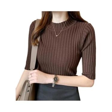 Imagem de Blusa De Malha Feminina De Verão Com Manga Curta, Top Pullover Fashion