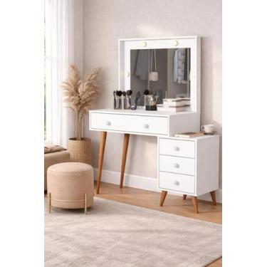 Imagem de Penteadeira Agata Espelho LED e Gaveteiro, MDF ,145x115x45 - Basoto, B